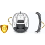 Fotel ogrodowy wiszący Toskana czarny   szare poduszki Sofotel