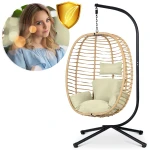 Fotel ogrodowy wiszący Toskana czarny + beżowe poduszki Sofotel