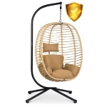 Fotel ogrodowy wiszący Toskana czarny + brązowe poduszki Sofotel