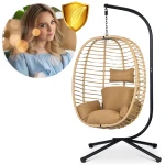 Fotel ogrodowy wiszący Toskana czarny + brązowe poduszki Sofotel