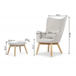 Fotel uszak z podnóżkiem Norse jasny szary