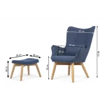 Fotel uszak z podnóżkiem Norse niebieski