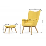 Fotel uszak z podnóżkiem Norse żółty