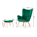 Fotel uszak z podnóżkiem Sofotel Norse ciemno zielony 