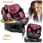 Fotelik samochodowy Nukido Prestige Line czarno-różowy 0-36 kg ISOFIX