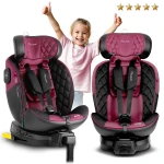 Fotelik samochodowy Nukido Prestige Line czarno-różowy 0-36 kg ISOFIX