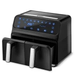 Frytkownica beztłuszczowa Air fryer frytownica XXL 8l dwukomorowa Berdsen BD-653 czarno-srebrna