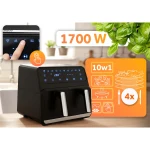 Frytkownica beztłuszczowa Air fryer frytownica XXL 8l dwukomorowa Berdsen BD-653 czarno-srebrna