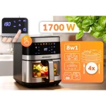 Frytkownica beztłuszczowa Air fryer duża frytownica 9,1l Berdsen 1700 W BD-656 srebrna