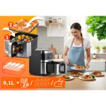 Frytkownica beztłuszczowa Air fryer duża frytownica 9,1l Berdsen 1700 W BD-656 srebrna