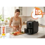 Frytkownica beztłuszczowa dwukomorowa pionowa 11.6 l Air fryer frytownica Berdsen 3000W BD-663