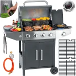 Grill gazowy ogrodowy żeliwny ruszt z pokrywą 4+1 palniki Berdsen BD-897