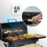 Grill węglowy ogrodowy beczka z kominem półki + termometr + popielnik Berdsen BD-895 czarny