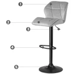 Hoker barowy z oparciem Castel jasnoszary 