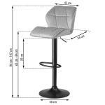 Hoker barowy z oparciem Castel jasnoszary - 2 szt