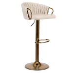 Hoker barowy z oparciem Elissian Sofotel beżowy ze złotą podstawą 