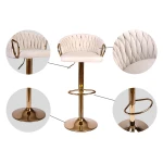 Hoker barowy z oparciem Elissian Sofotel beżowy ze złotą podstawą 