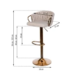 Hoker barowy z oparciem Elissian Sofotel beżowy ze złotą podstawą 