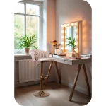 Hoker barowy z oparciem Elissian Sofotel beżowy ze złotą podstawą 