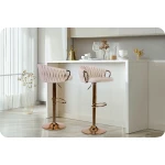 Hoker barowy z oparciem Elissian Sofotel beżowy ze złotą podstawą 