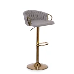 Hoker barowy z oparciem Elissian Sofotel szary ze złotą podstawą 