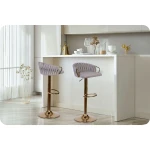 Hoker barowy z oparciem Elissian Sofotel szary ze złotą podstawą 