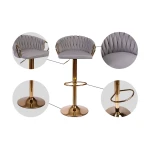 Hoker barowy z oparciem Elissian Sofotel szary ze złotą podstawą 