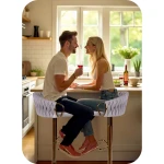 Hoker barowy z oparciem Elissian Sofotel szary ze złotą podstawą 