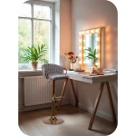 Hoker barowy z oparciem Elissian Sofotel szary ze złotą podstawą 