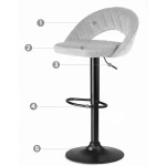 Hoker barowy z oparciem Meva szary