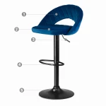 Hoker barowy z oparciem Meva niebieski