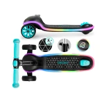 Hulajnoga trójkołowa dla dzieci balansowa LED Ricokids Leddi - czarno-turkusowa