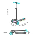 Hulajnoga trójkołowa dla dzieci balansowa LED Ricokids Leddi - czarno-turkusowa