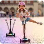 Hulajnoga trójkołowa dla dzieci balansowa LED Ricokids Leddi - czarno-różowa