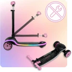 Hulajnoga trójkołowa dla dzieci balansowa LED Ricokids Leddi - czarno-różowa