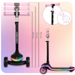 Hulajnoga trójkołowa dla dzieci balansowa LED Ricokids Leddi - czarno-różowa