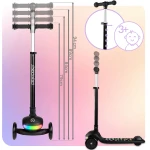 Hulajnoga trójkołowa dla dzieci balansowa LED Ricokids Glowi - czarna