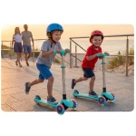 Hulajnoga trójkołowa dla dzieci balansowa świecąca w ciemności Ricokids Glow - turkusowa