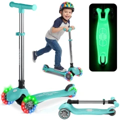 Hulajnoga trójkołowa dla dzieci balansowa świecąca w ciemności Ricokids Glow - turkusowa