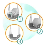 Huśtawka kubełkowa Słonik 3w1 Ricokids szaro-biała