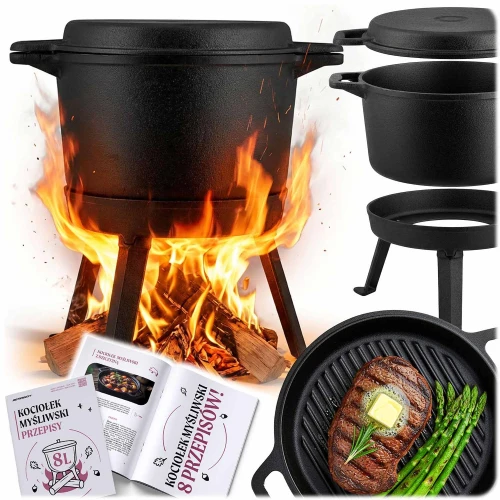Kociołek żeliwny demontowany 8l garnek + patelnia grill BD-480 348000