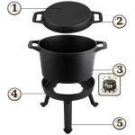 Kociołek żeliwny demontowany 8l garnek + patelnia grill BD-480 348000