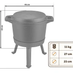 Kociołek żeliwny demontowany 8l garnek + patelnia grill BD-480 348000