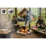 Kociołek żeliwny emaliowany garnek 8l stojący + patelnia grill BD-480 348010