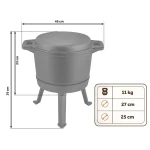 Kociołek żeliwny emaliowany garnek 8l stojący + patelnia grill BD-480 348010
