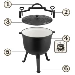 Kociołek żeliwny emaliowany garnek 8l na ognisko grill BD-481 348100