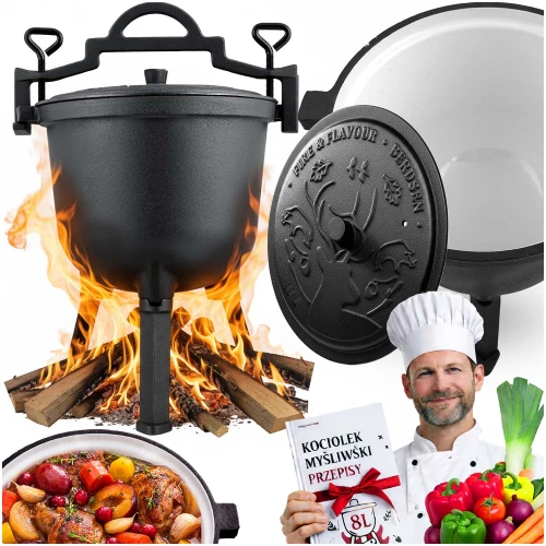 Kociołek żeliwny emaliowany garnek 11l na ognisko grill BD-481 348110