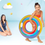 Koło do pływania fioletowe w paski 91 cm Intex 