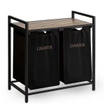 Kosz na pranie bieliznę dwukomorowy  na stelażu 80 l Massido