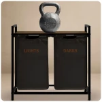 Kosz na pranie bieliznę dwukomorowy  na stelażu 80 l Massido